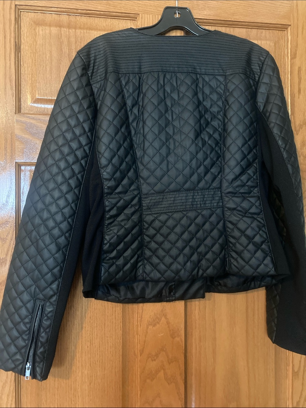 Catherine Malandrino Women's Black Quilted Asymmetrical Zip Jacket - Picture 2 of 5